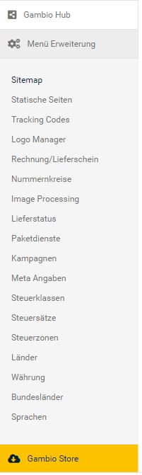 Admin Menü Erweiterung